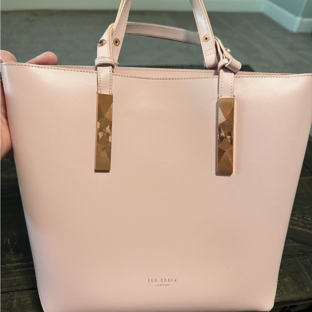 Ted Baker Blush Pink Leather Tote with Gold Accents